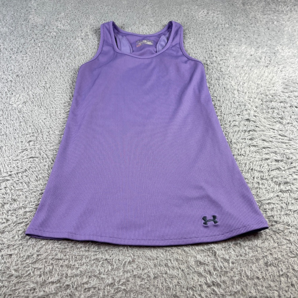 Under Armour HeatGear Womens Medium Purple Ribbed Fitted Racerback Tank Top